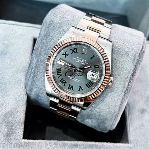 rolex datejust ii rose gold steel wimbledon 41 mm|Rolex Datejust 41 Wimbledon price.